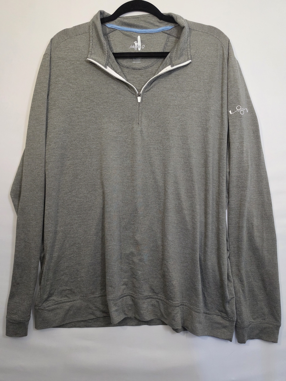 Johnnie-O Men’s XL Gray Striped 1/4 Zip Performance Golf Pullover Stretch